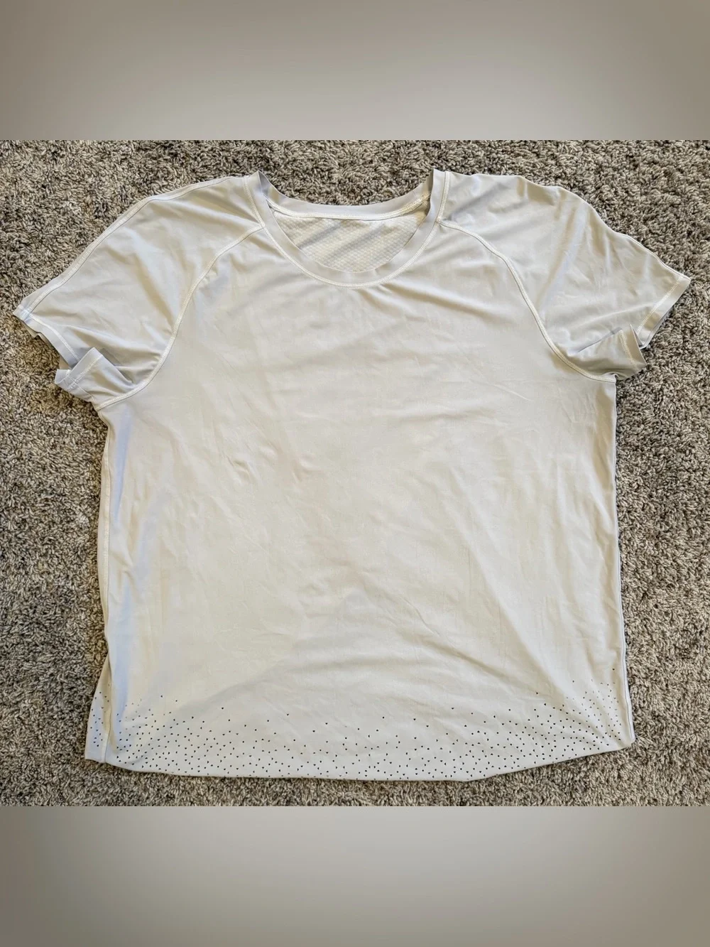 Lululemon Quick Pace Short Sleeve Tee White Size 12 Laser Cut Ventilated Running